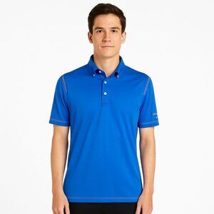 Callaway Mens Performance Polo Golf Shirt Blue White Stitch Short Sleeve Size S